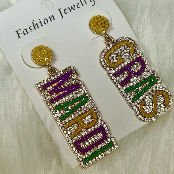 🎭 Mardi Gras Earrings - Picture 3 of 3